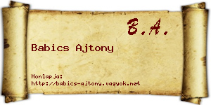 Babics Ajtony névjegykártya