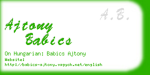 ajtony babics business card
